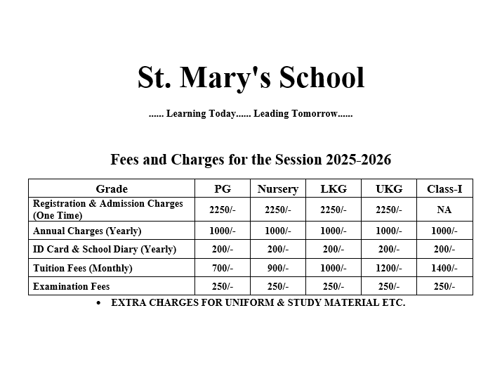 st marys murlipura school fee structure